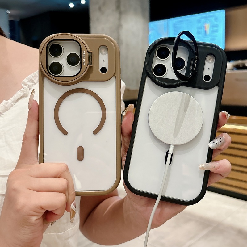 创意镜头支架适用iPhone17PROMAX透明磁吸手机壳苹果16防摔保护套|undefined