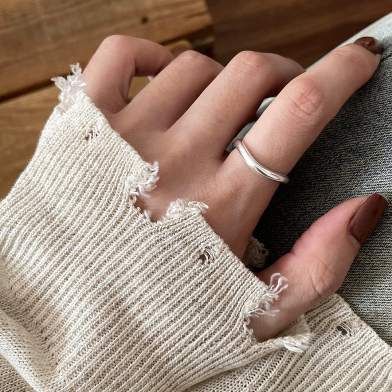 S925纯银素圈戒指女简约小众轻奢高级感ins风不掉色开口指环批发|undefined