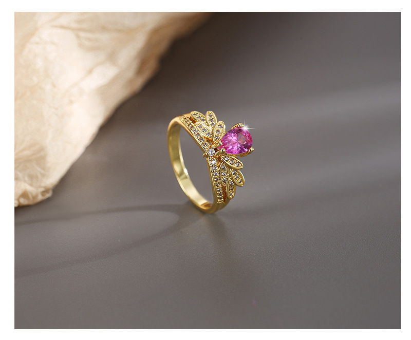 Women'S Gender Lady Water Droplets Copper Plating Inlay Zircon Rings