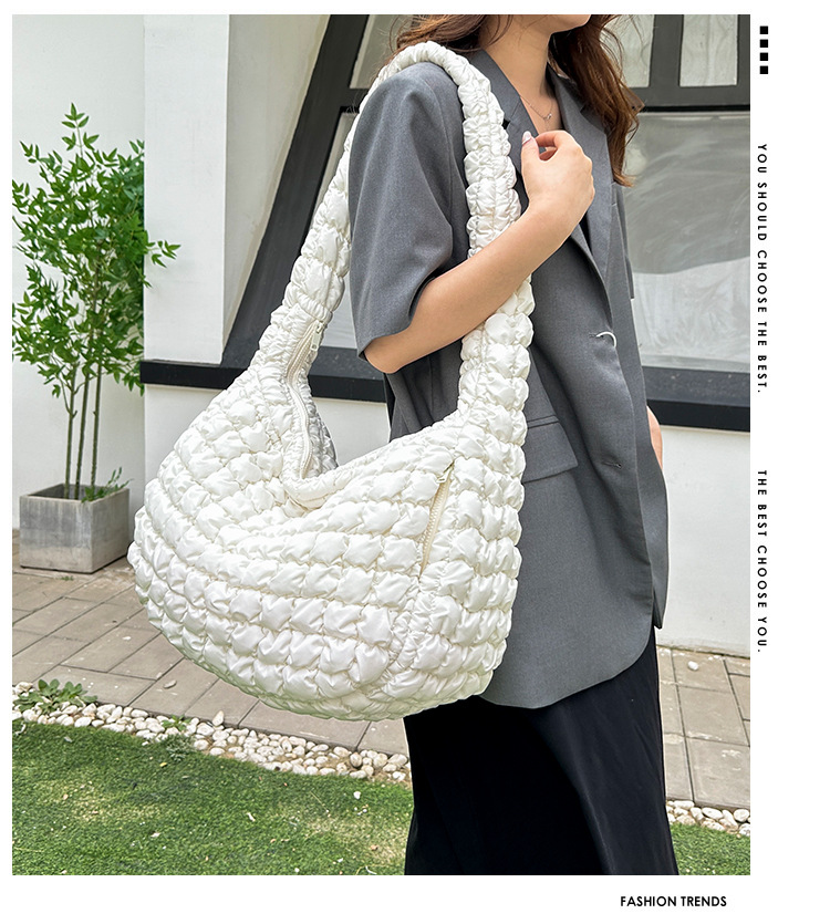 Korean Cloud Bag, Women's Lazy Style Shoulder Bag Pleated Handbag Large Capacity Single Shoulder Casual Bag_voghion.com