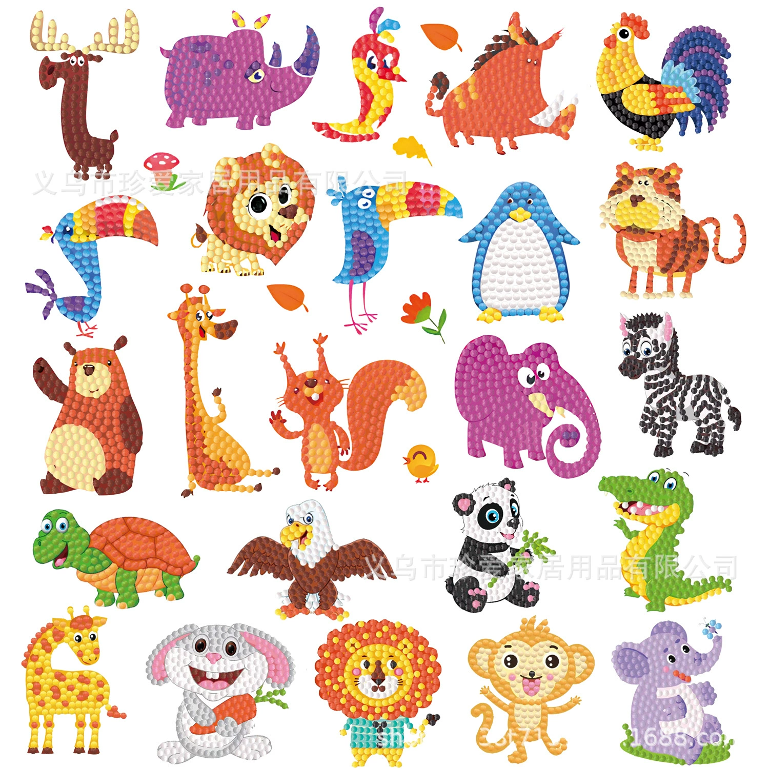 5D детский набор для алмазной мозаики sticker DIY, повседневные животные дизайны, разные размеры (наклейка и стразы)