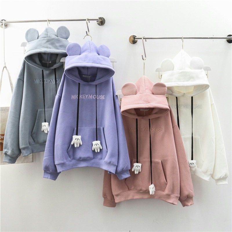 Spot Cross-border Explosive Sweater Women's Fleece-lined Hooded Autumn and Winter New Top Korean Loose Large Size Cute Rabbit Jacket
