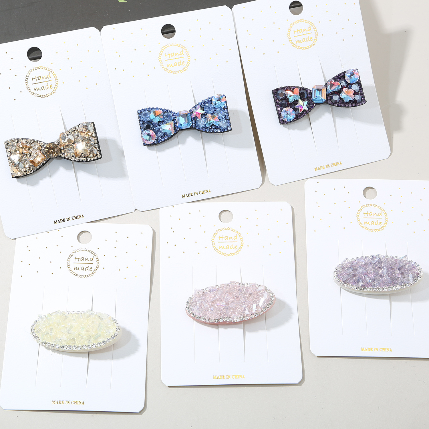 Oval, Knot, Butterfly Pattern Oval Hair Clip With Colorful Diamonds And Bowknot Suitable For Girls Princess Elsa Hair Accessories Cute BB Clip Side Clip
