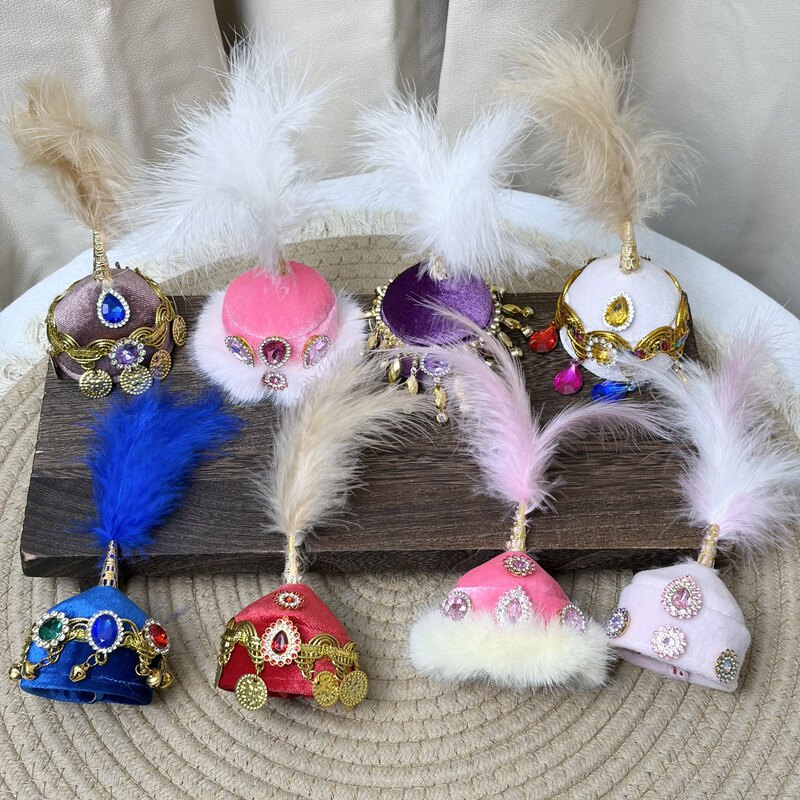 New Xinjiang Lamb Hat Accessories with Feathers, Ethnic Style DIY Parts, Xinjiang Lamb Flower Hat Wholesale