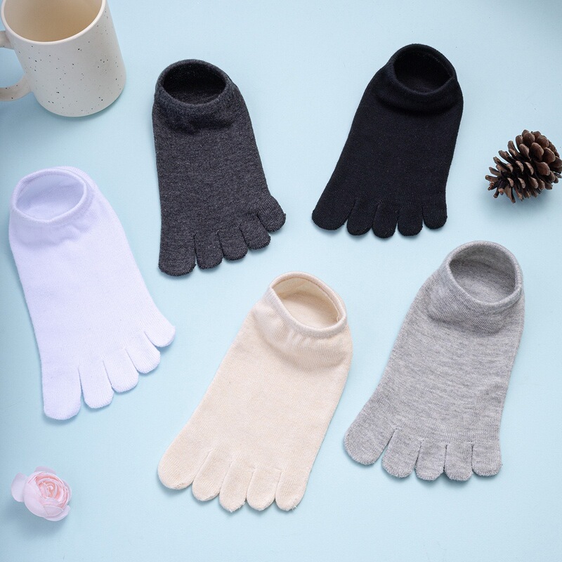 Factory Direct Sale Men's Five-Finger Socks, Low-Cut Invisible Boat Socks, Casual Sweat-Absorbent Breathable Solid Color Toe Socks, Breathable and Sweat-Absorbent