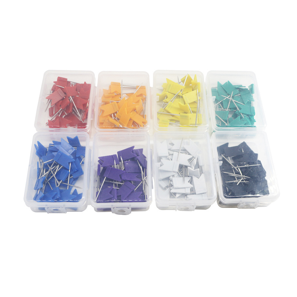 Venta al por mayor 30/50 piezas de banderas de colores, pines de tablero de corcho, pines de mapa, pines de marca, chinchetas de línea roja