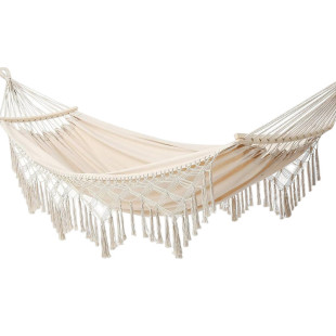 European and American tassel hammock outdoor folding camping woven canvas swing curved rod portable hanging chair wholesale double