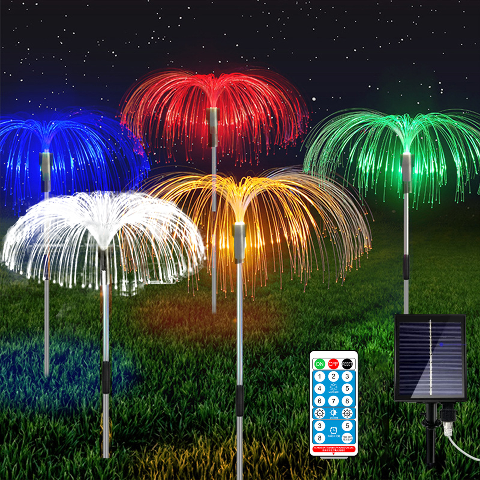 Solarleuchten für den Außenbereich, Glasfaserleuchten, farbenfrohe Farbverlauf-Solar-Rasenlichterkette, Dekoration, Atmosphäre, Solar-Gartenleuchten_voghion.com