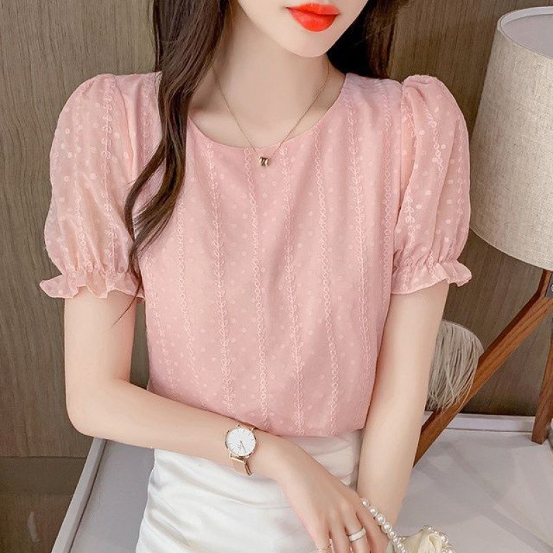 Fashionable cute shiffon summer lace T-shirt