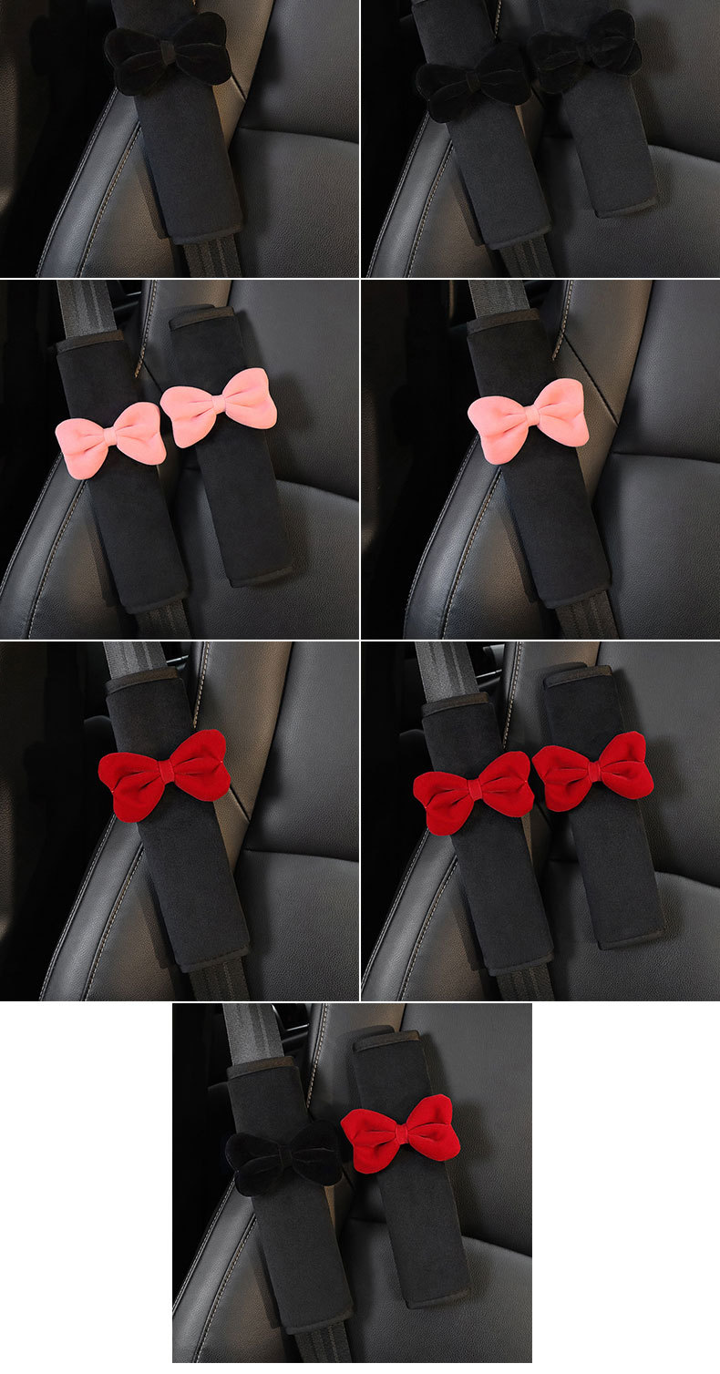 Girly Cute Bow Car Seat Belt Shoulder Cover Car Seat Belt Cover Goddess Anti-Strangle Car Interior Accessories