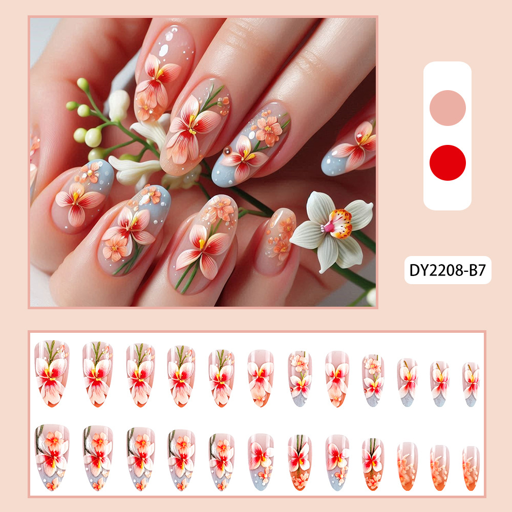 Uñas postizas 3D estéreo blanqueadoras, muy vendidas, piezas de arte de uñas portátiles transfronterizas, pegatinas de uñas sencillas con un toque de alta gama, venta al por mayor