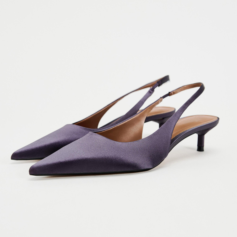 Za2025 Spring and Summer New Style Casual Back-Strap High-Heeled Mules with Shallow Toe and Fashionable Thin Heels for Women