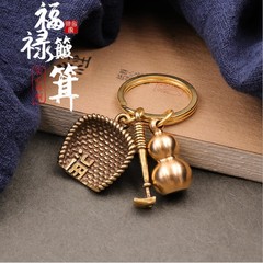 工場直販 手作り 中国風 純銅製 クリエイティブ 個性的 レトロなゴミ取りバケツ型 車のキーホルダー飾り 在庫あり