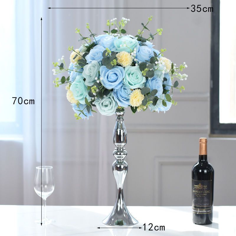 블루 실버 꽃 그릇