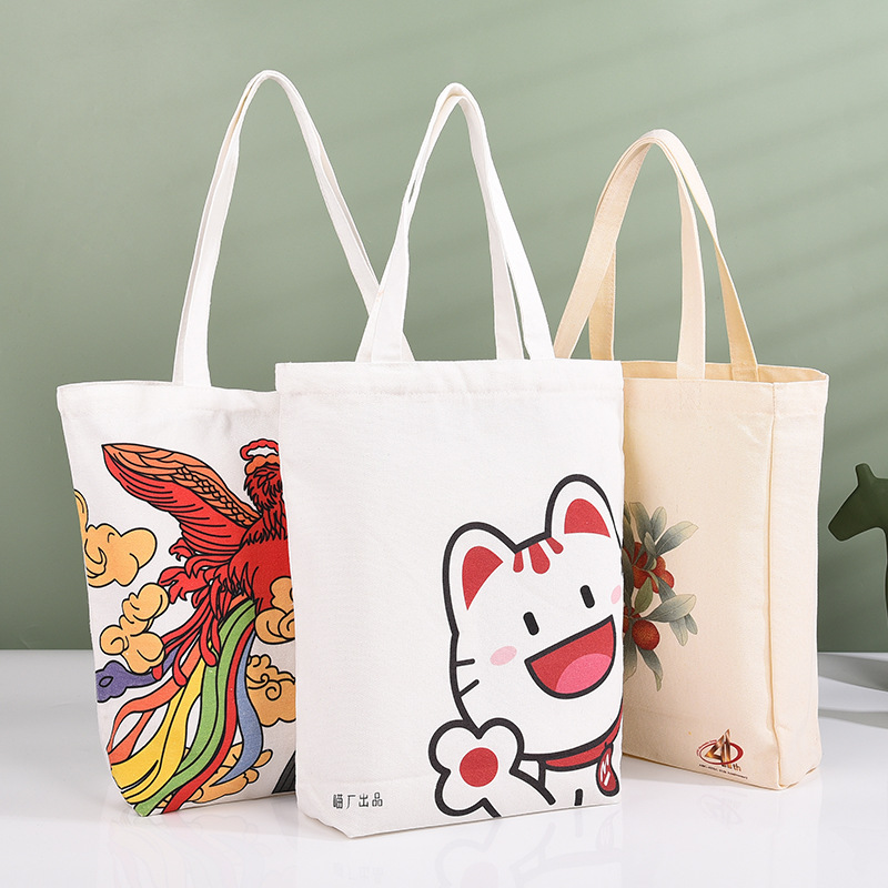 空白手提帆布袋印logo图案 时尚广告购物棉布袋学生单肩包定 制做