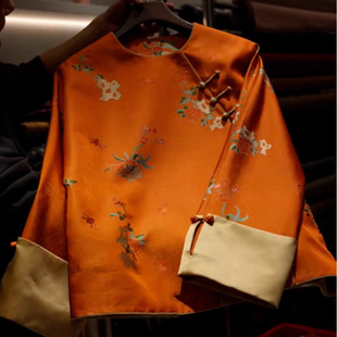 This year's popular beautiful high-end feeling new Chinese style unique super good-looking orange slant lapel coat women's spring new