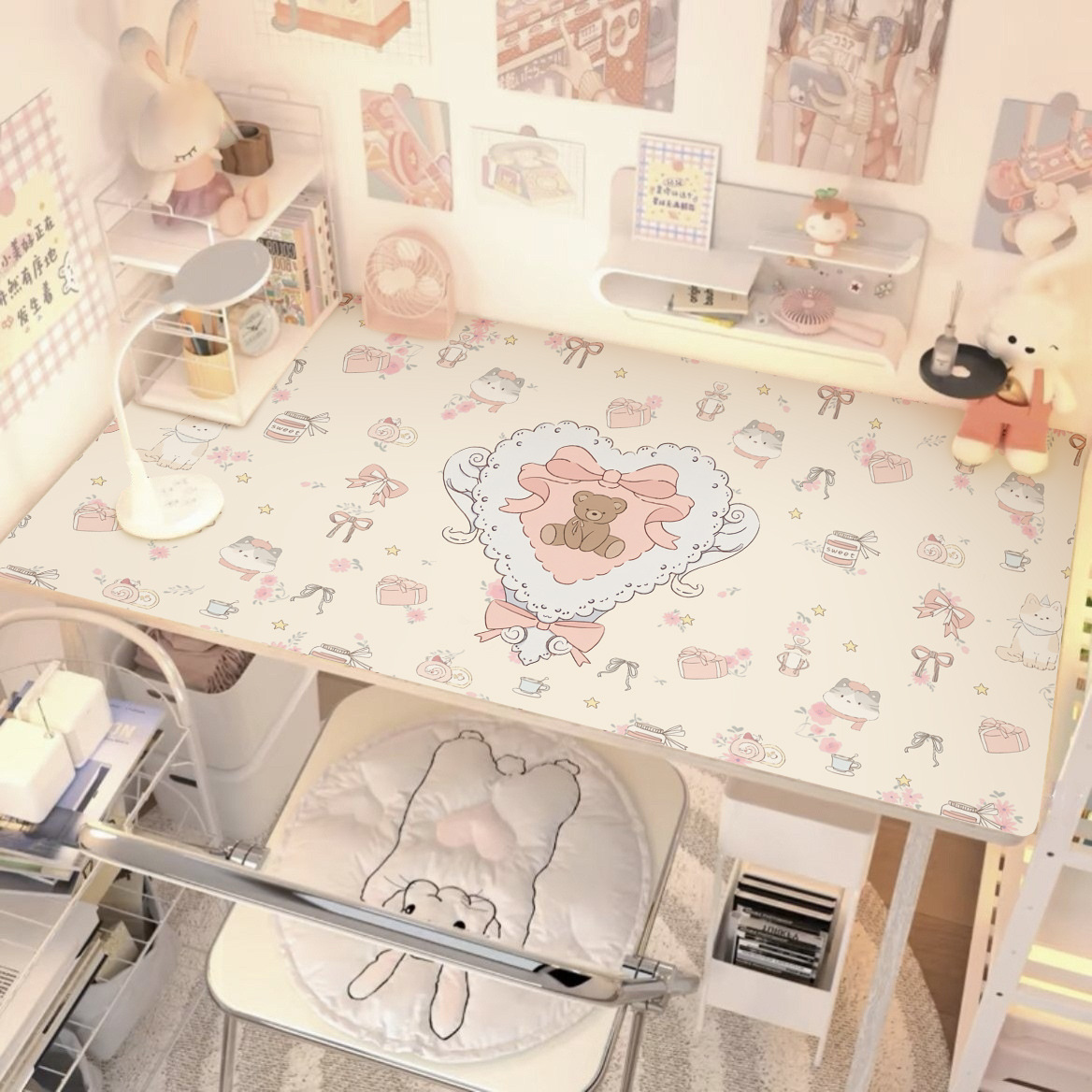 Ins Girly Heart Atmosphere Leather Table Mat Dormitory Decoration Waterproof No-Wash Makeup Table Mat Drop Shipping