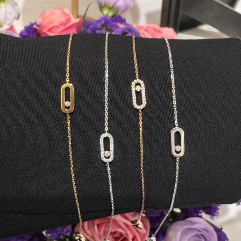 Foreign Trade Hot-Selling Mei Jia Single Diamond Sliding Bracelet, Thick Gold-Plated Geometric Diamond-Encrusted Moving Sparkling Diamond Trendy Jewelry for Women