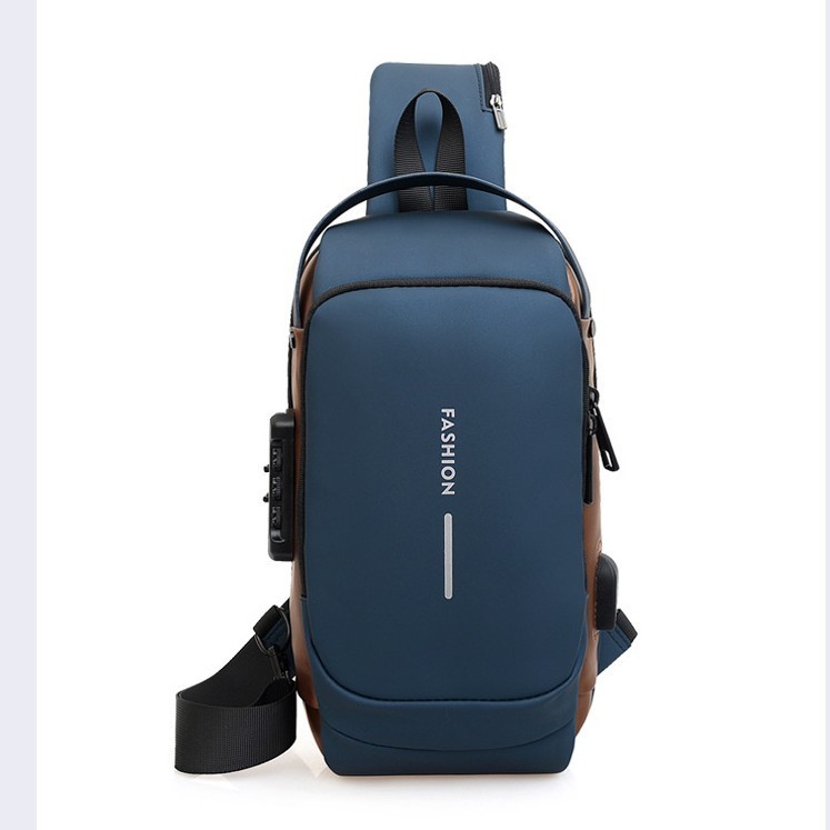 メーカー卸売メンズチェストバッグ USB 充電多機能ショルダーバッグ通勤シンプルなパスワードロックポータブルクロスボディバッグ|undefined
