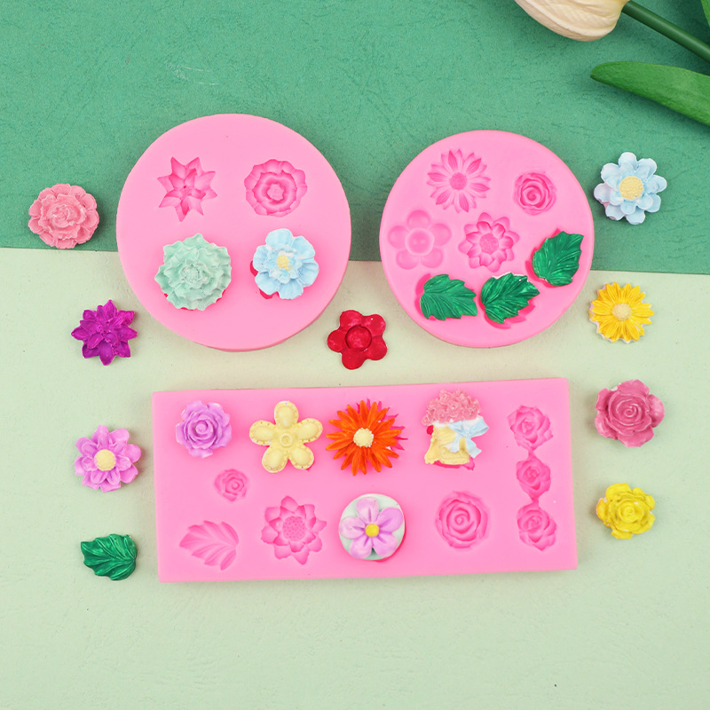 DIY todo tipo de decoración de la torta de La Flor de arcilla suave rosa girasol flor líquido molde de silicona fondant