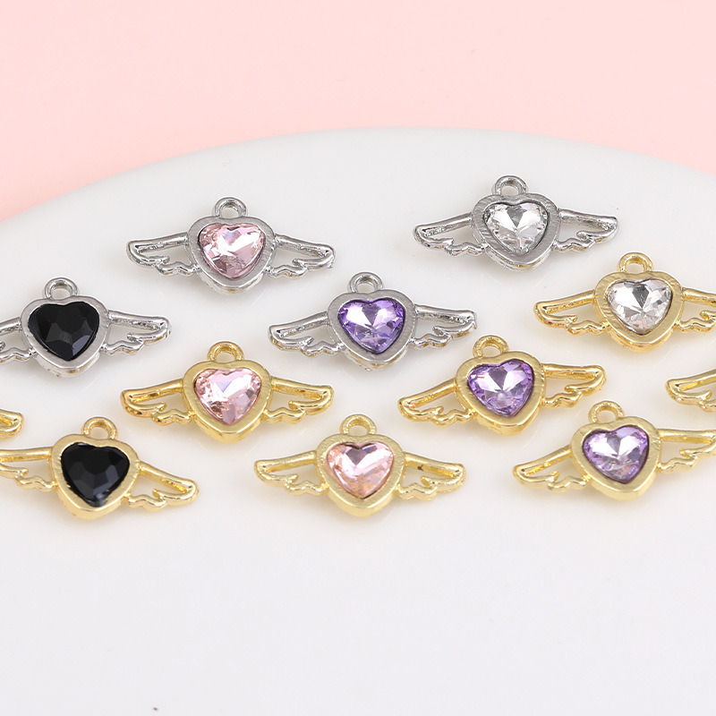 1 Piece Sweet Simple Style Heart Shape Wings Alloy Plating Inlay Pendant Jewelry Accessories display picture 2