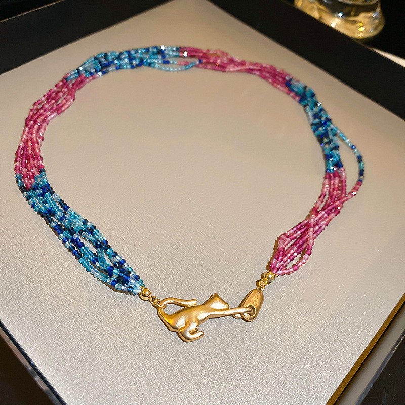 Diamante incrustado multi-capa de cuerda collar de cristal de moda Mori diseño fresco clavícula Cadena de alto grado sentido nicho temperamento collar