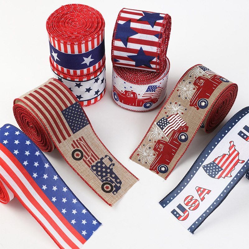 Transfronterizos nuevos Estados Unidos independientes japoneses imitación de tela de tela de impresión de estrella de pentaco atmósfera decoración accesorios al por mayor