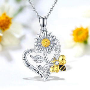 sunflower heart-shaped necklace moment you are my sunshine bee drops of oil separation pendant