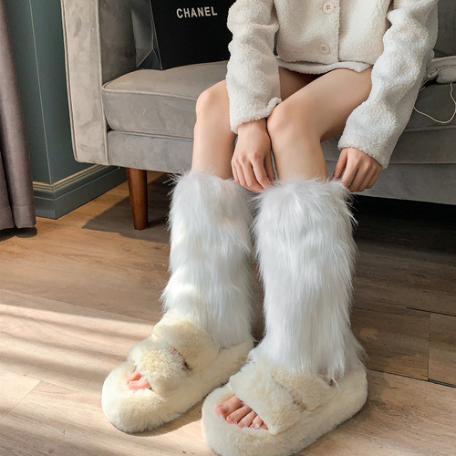 Japanese plush socks leg covers hot girl calf socks women's Harajuku style JK uniform plus velvet thickened warm white socks