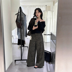 【高品质订货】时髦精闭眼入｜美式复古遮肉豹纹长款阔腿休闲裤