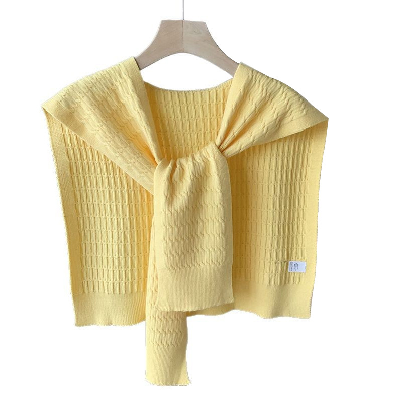 Sopa de punto de alta sensación de color sólido primavera y verano nuevo tipo de aire acondicionado cuello de protección texturizado sopa de pequeño hombro