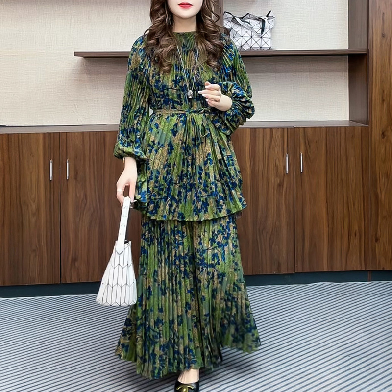 녹색 꽃무늬 슈트