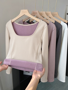 Warm Tops for Women in Autumn and Winter, New Velvet and Thickeneded Inner Wear, Autumn Clothes for Outer Wear, Elastic Slimming Bottoming Shirts and Intimates