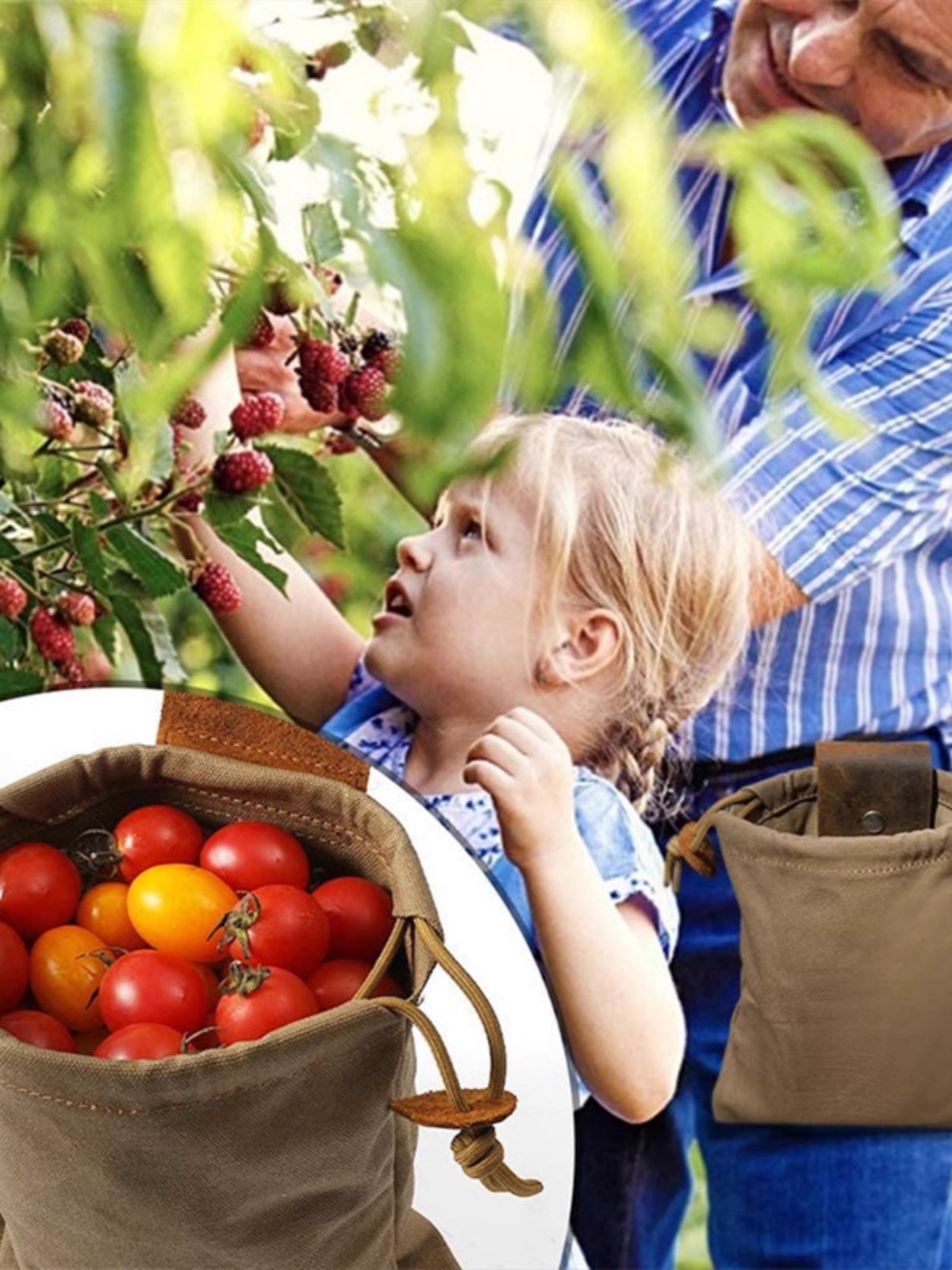 Bolsas de lona transfronterizas de jungla bolsa de recolección de frutas bolsa de almacenamiento de lienzo de campamento al aire libre bolsa portátil