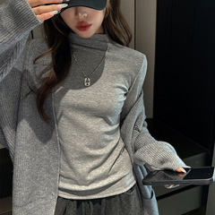 灰色半高领打底衫女内搭秋冬莱赛尔天丝时尚高级感保暖长袖上衣