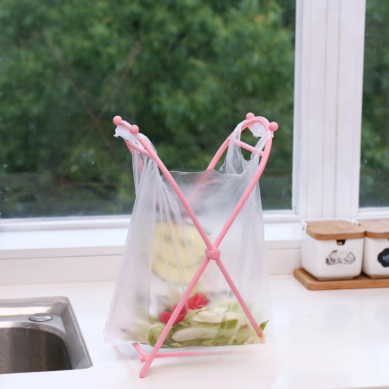 Convenient simple support frame, foldable garbage bag, linen bag, tubing, garbage can, storage system