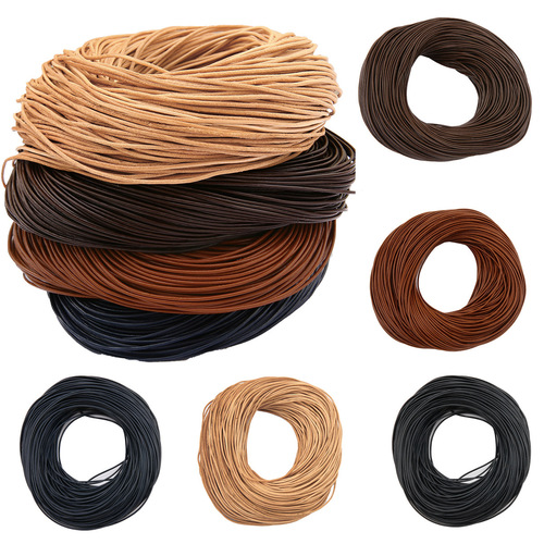 Colorful Round Leather Rope DIY Handmade Elastic Hair Bands Bracelets Necklace Hair Accessory Materials Parts