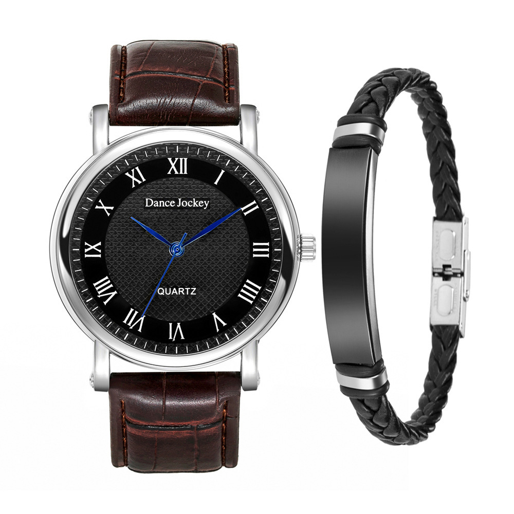Explosions Trend Simple Fashion Set Herrenuhr Armband Uhrenbox Blue Needle Herren Business Uhr_voghion.com