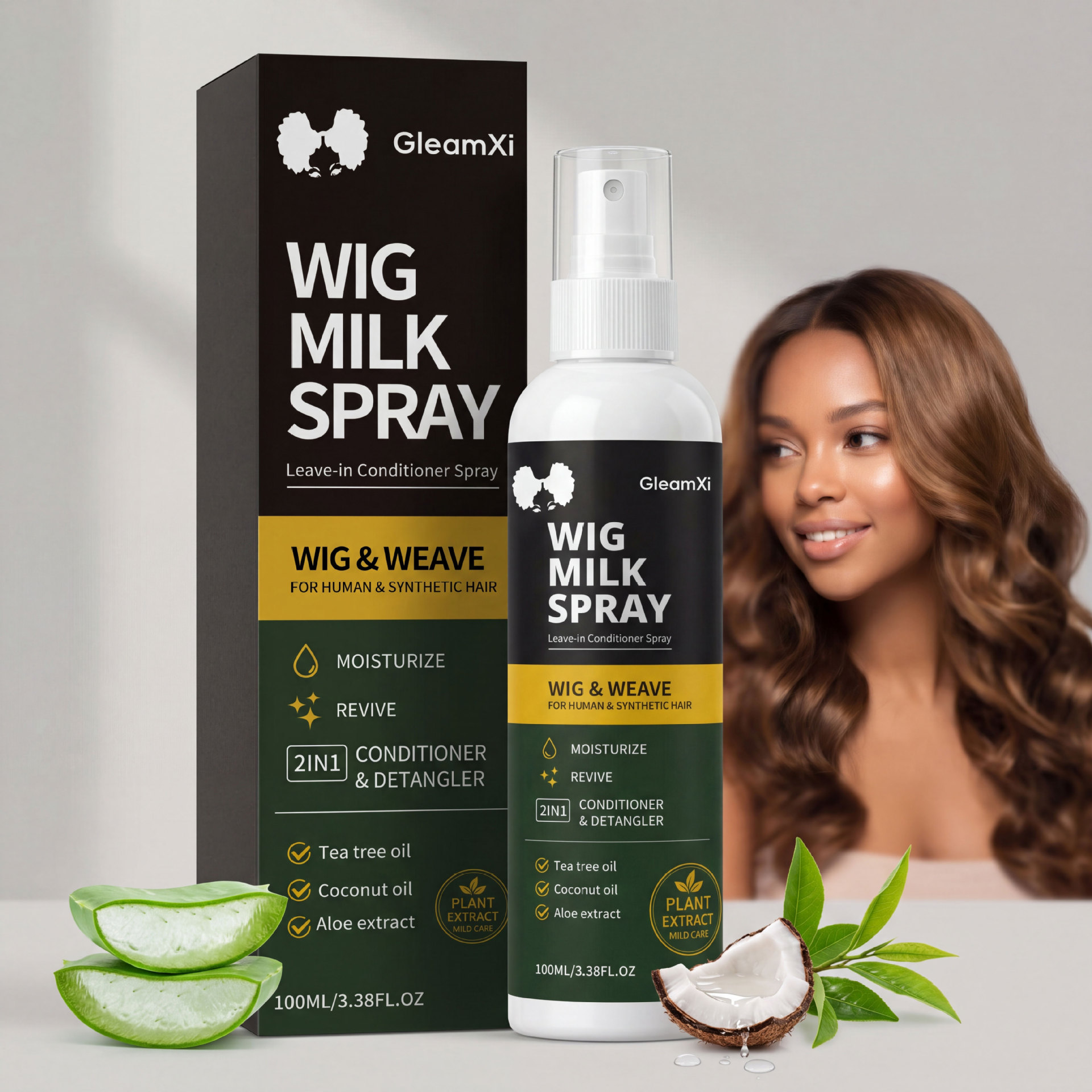 Gleamxi Wig Care Spray, Wig Care Spray That Makes It Smooth and Silky, Prevents Tangles and Frizz, and Is Specially Designed for Wigs