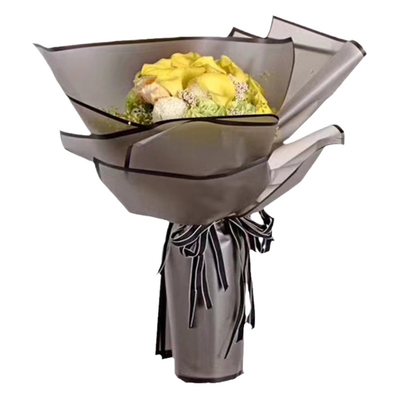 Día de San Valentín chino Ramo impermeable Material de papel de embalaje de flores Paquete de plástico BOPP Película de flores Papel mate de borde de color