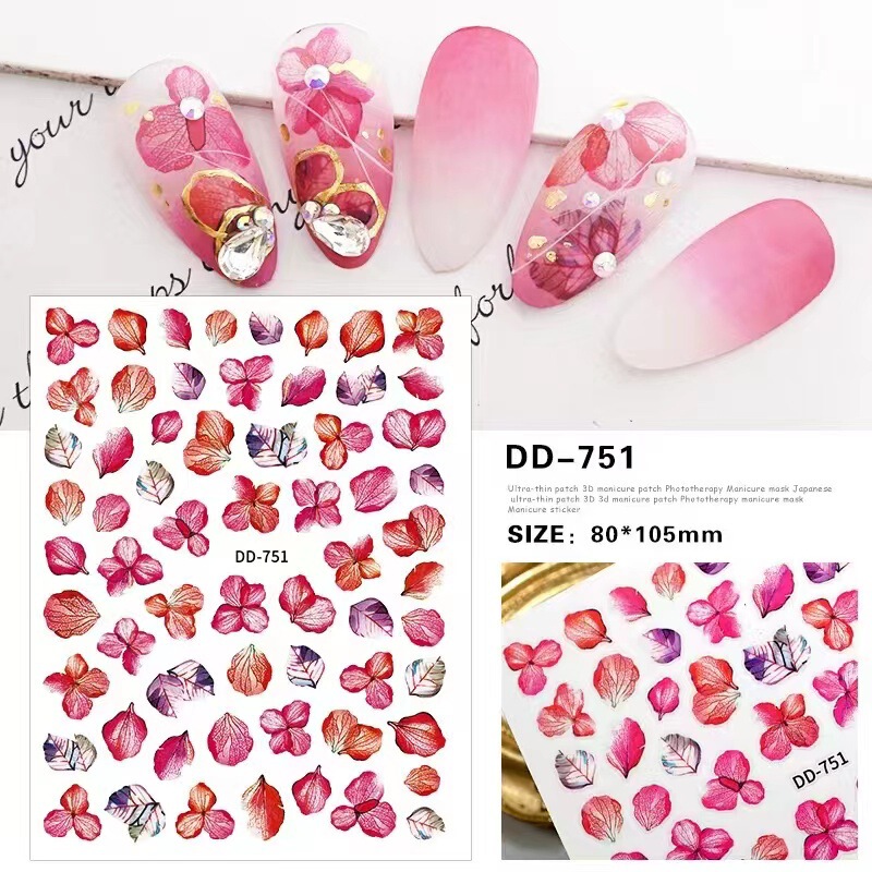 Nail art new immortal dried flowers wrinkled flowers three optional DD750-752 with adhesive fresh Artistic style