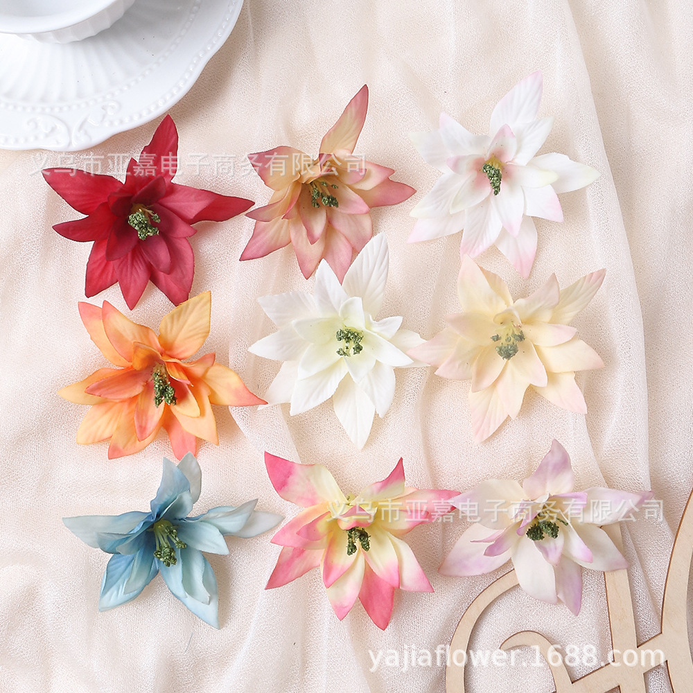 仿真百合花头花朵 假花绢花头饰发饰材料diy手工配件婚庆家居装饰