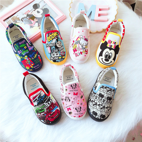 Island country daily single spring and autumn new one-legged children's canvas shoes children's baby shoes sneakers cartoon boys and girls shoes