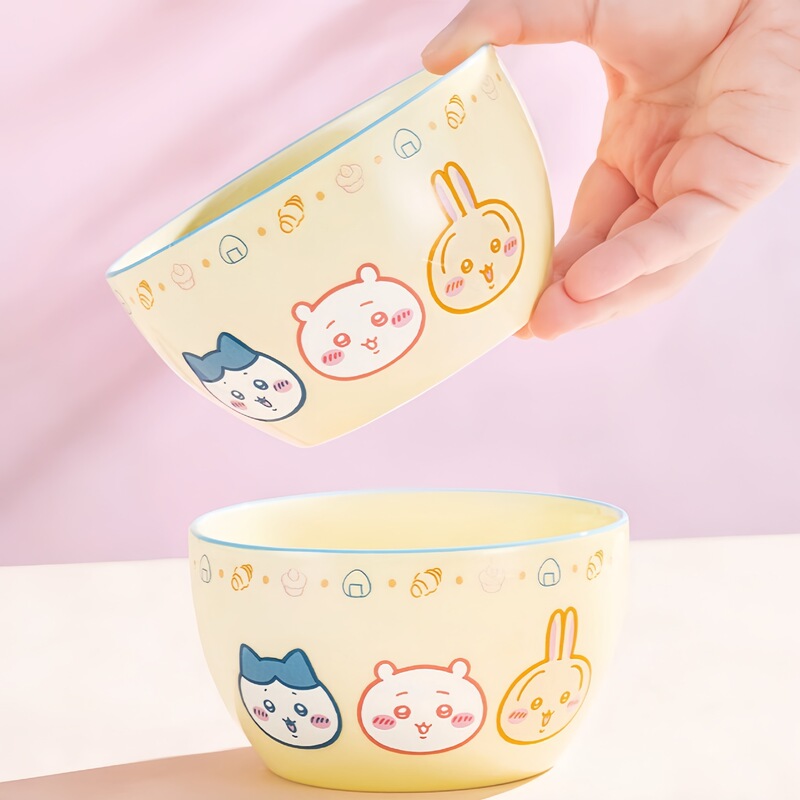 Authentic Chiikawa Children's Ceramic Rice Bowl, High-Quality Rice Plate, Cute Household Tableware
