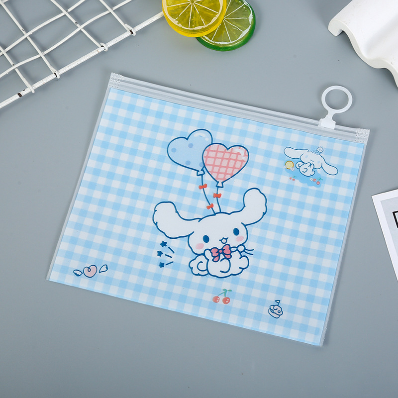 Gran oreja perro auto-Sellado bolsa de almacenamiento multifuncional anillo de tiro de dibujos animados papelería regalo esmerilado bolsa de archivo cremallera esmerilado caja de lápiz