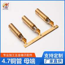 供應4.7黃銅銅管  D型孔連續母插線束插頭端子 4.0公母防水插