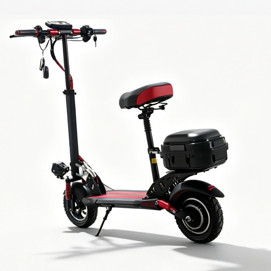 New electric scooter, foldable, with a seat, double-seat design, shock-absorbing wide tires, lithium battery, two-wheeled mobility scooter, and assistive vehicle