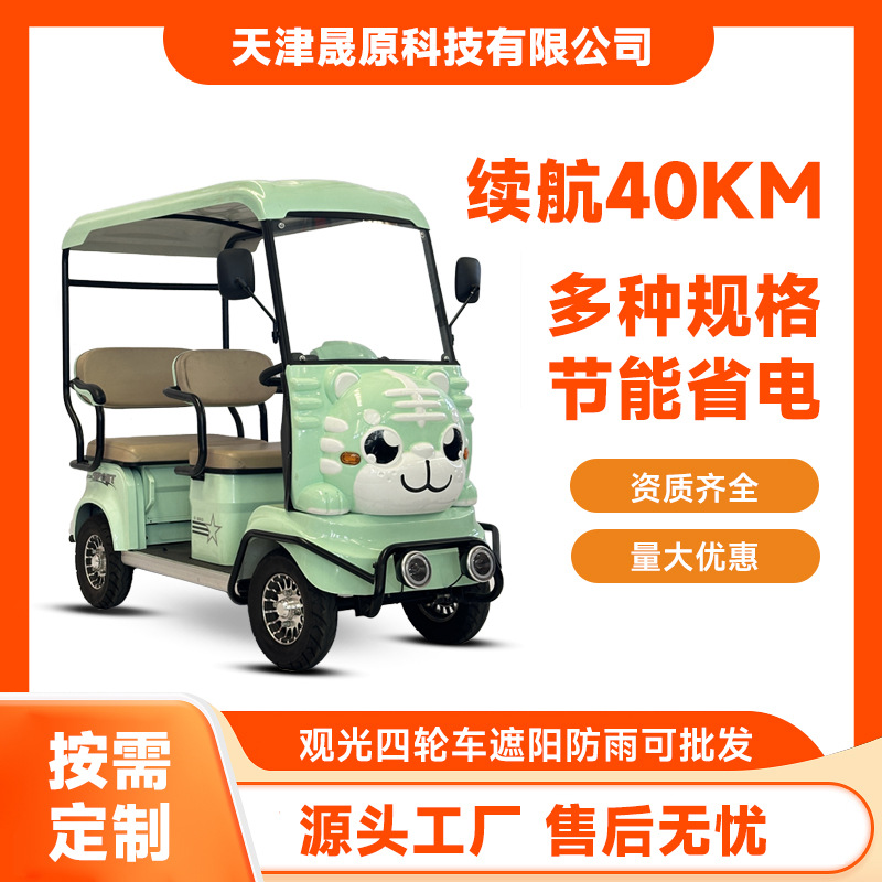 Electric sightseeing car tourist scenic spot electric cartoon shared mobility vehicle four-wheel car sunshade rainproof cute wholesale