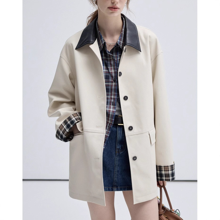 Vega Short Windbreaker Women's 2025 Spring & Fall New Contrast Color Casual Jacket