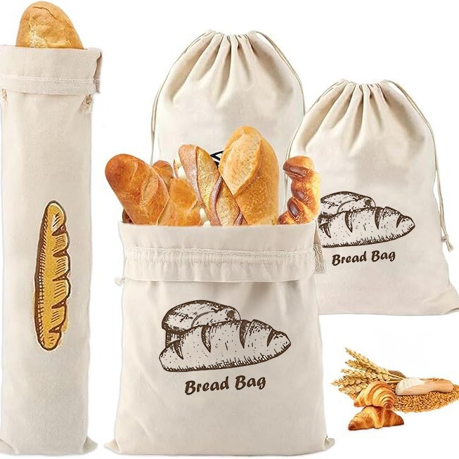 French-Style Long Bread Dust-Proof Storage Bag, Cross-Border Bread Baking Packaging Drawstring Cloth Bag, Cotton Drawstring Pouch, Custom-Made